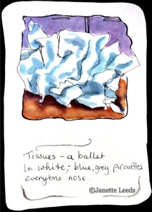 A watercolour of crumpled tissues