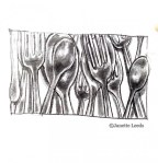 spoons and forks, pencil drawing