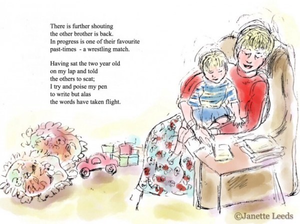 Woman with baby on her knee.