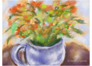 Vase of orange flowers