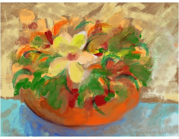 Flowers in an Orange bowl