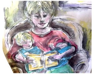 Woman, baby and toddler.