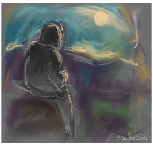 Someone looking at the moon