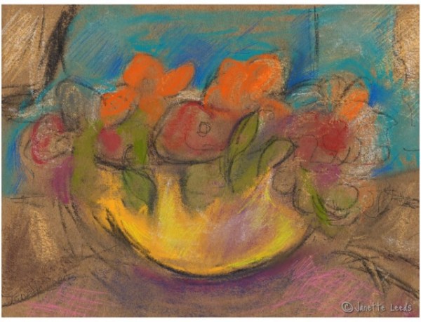 Yellow vase of flowers