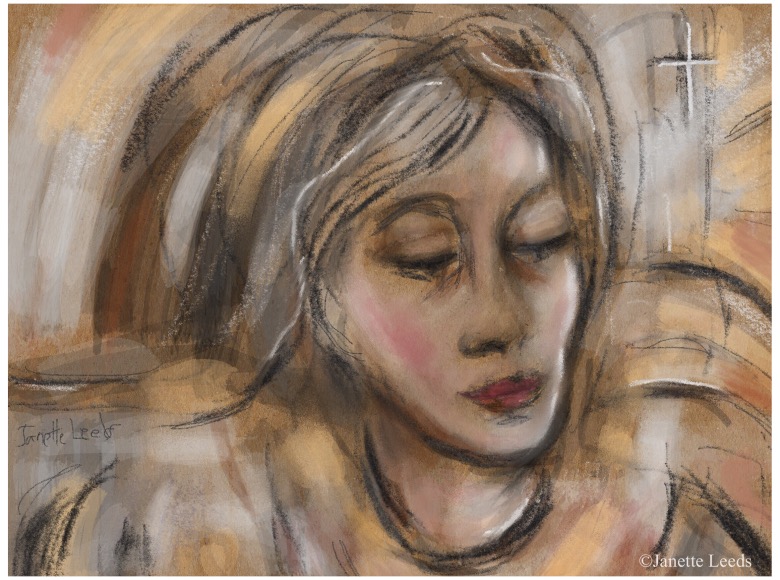 Pastel of woman's face