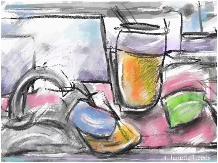 Drawing of kitchen scene