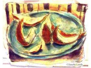 Watercolour of orange peel