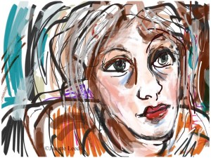 Woman's face in mixed media