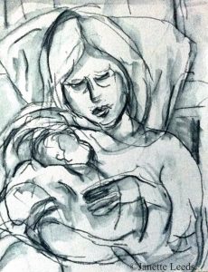 Mother and baby drawing