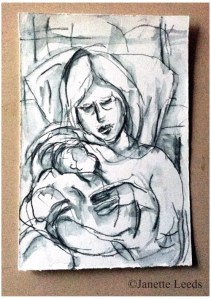 Mother and baby drawing