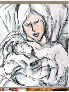 Mother and baby drawing