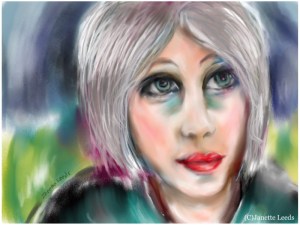 A drawing of a woman's face