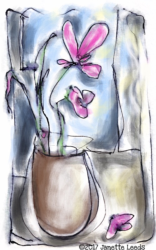 Painting of a vase of flowers