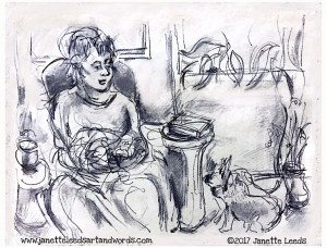 Pencil sketch with art app with media.