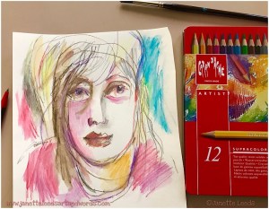 Pic of face and coloured pencil tin