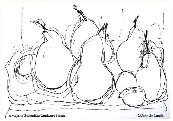 A drawing of pears