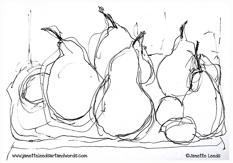 A drawing of pears