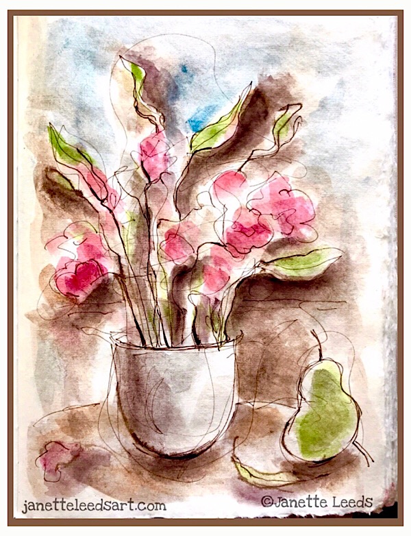 Ink drawing with wash