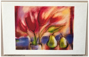 Flowers with pears drawing