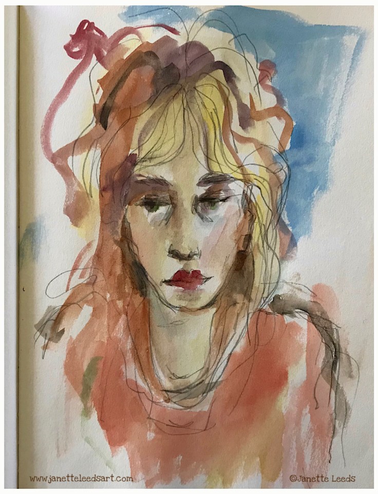 A painting of a woman’s face